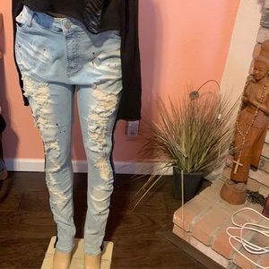 Pre-Worn 3-Stripes Ripped Jeans